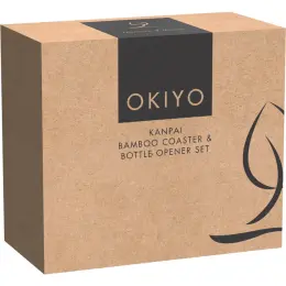 Okiyo Kanpai Bamboo Coaster & Bottle Opener Set Gift Box